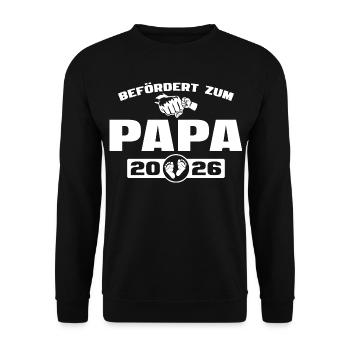 Babyparty Befördert zum Papa 2026 - Unisex Pullover - Schwarz - Vorne - Alina (178cm) & Michal (187cm)