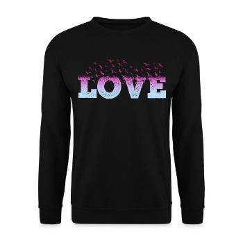 Liebe Love Herz Vögel Romantisch Ich Liebe Dich - Unisex Pullover - Schwarz - Vorne - Alina (178cm) & Michal (187cm)