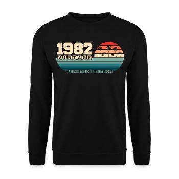 43e anniversaire 1982 Vintage 1982 Coucher de soleil rétro - Sweat-shirt Unisexe - noir - Devant - Alina (178cm) & Michal (187cm)
