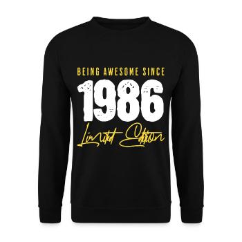 40. Geburtstag 1986 Jahrgang  - Unisex Pullover - Schwarz - Vorne - Alina (178cm) & Michal (187cm)