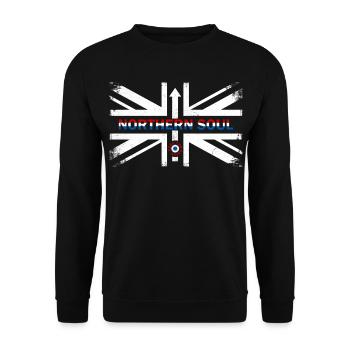 Northern Soul – Keep The Faith – Union Jack - Unisex Pullover - Schwarz - Vorne - Alina (178cm) & Michal (187cm)