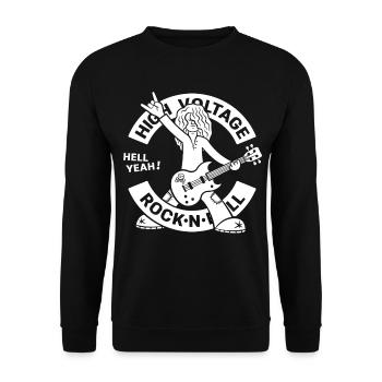 High Voltage Rock'n'Roll Guitarist - Unisex Sweatshirt - black - Front - Alina (178cm) & Michal (187cm)