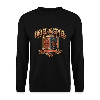 Grill_-_Spiel_Vintage_Graphic_Grill & Spiel Hoodie - Unisex Pullover - Schwarz - Vorne - Alina (178cm) & Michal (187cm)