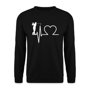 Golf ECG Heartbeat – Golfer Heart Line - Unisex Sweatshirt - black - Front - Alina (178cm) & Michal (187cm)