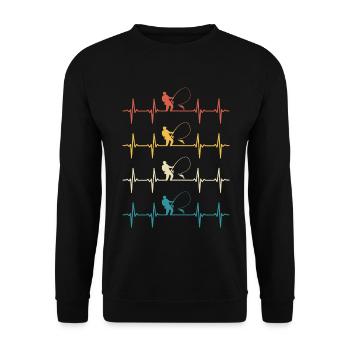 Fisherman Heartbeat Fishing - Unisex Sweatshirt - black - Front - Alina (178cm) & Michal (187cm)