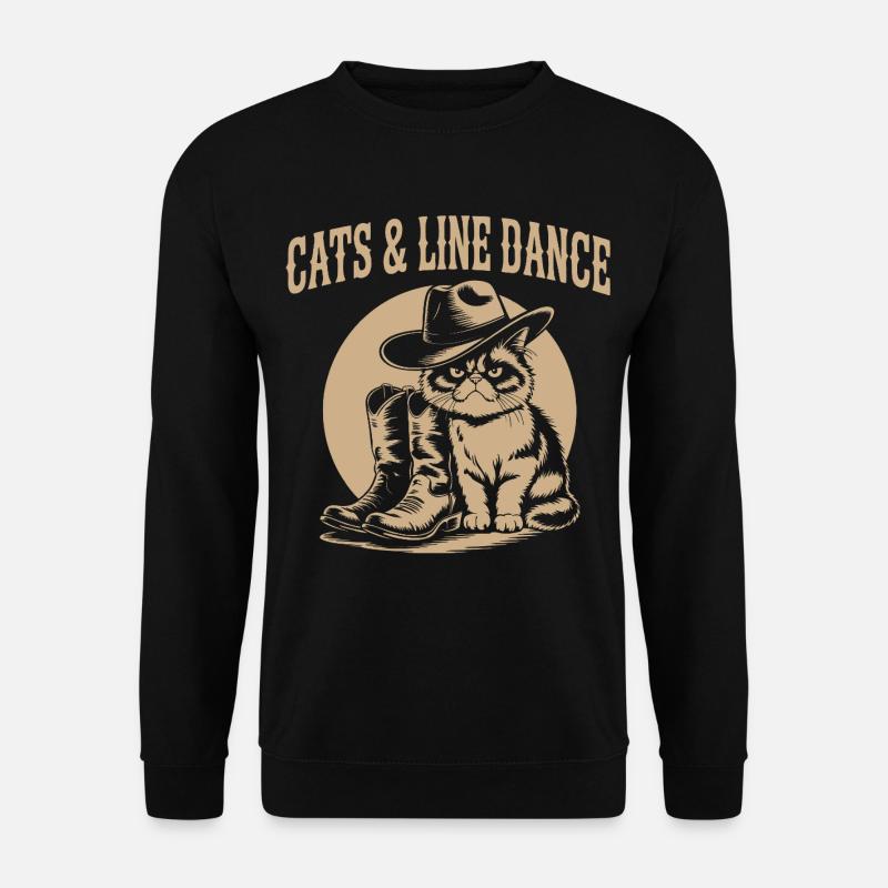 Cats & Line Dance Western Cat - Unisex Pullover - Schwarz