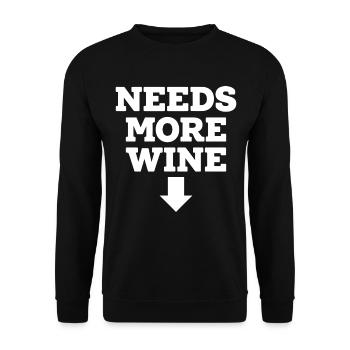Needs More Merlot Wein Spruch für Genießer - Unisex Pullover - Schwarz - Vorne - Alina (178cm) & Michal (187cm)