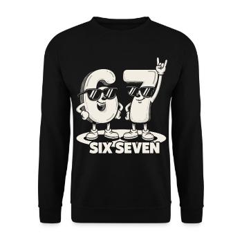 67 Six Seven meme 6 7 - Cadeau de la musique rock rétro - Sweat-shirt Unisexe - noir - Devant - Alina (178cm) & Michal (187cm)