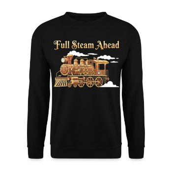 Full Steam Ahead Engine Locomotive - Unisex Sweatshirt - black - Front - Alina (178cm) & Michal (187cm)