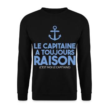 Le Capitaine A Toujours Raison Humour Marin - Sweat-shirt Unisexe - noir - Devant - Alina (178cm) & Michal (187cm)