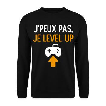 J’peux pas – je level up Geek Gamer Gaming - Sweat-shirt Unisexe - noir - Devant - Alina (178cm) & Michal (187cm)
