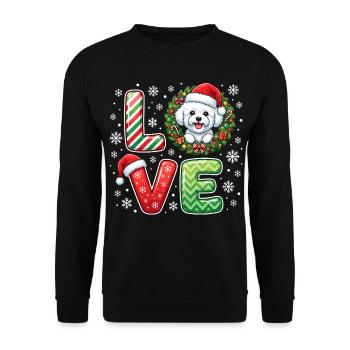 Bichon Frisé Love Weihnachten Hund Geschenk Süß - Unisex Pullover - Schwarz - Vorne - Alina (178cm) & Michal (187cm)