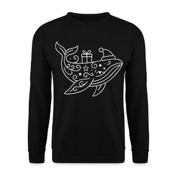 Maritime Weihnachten Wal mit Weihnachtsmütze - Unisex Pullover - Schwarz - Vorne - Alina (178cm) & Michal (187cm)