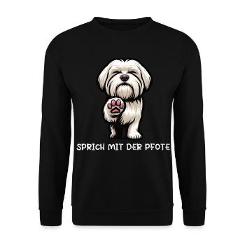 Talk to the paw Maltese Maltese owner - Unisex Sweatshirt - black - Front - Alina (178cm) & Michal (187cm)