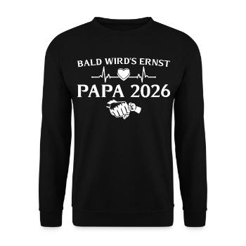 Papa 2026 Bientôt ça devient sérieux - la paternité - Sweat-shirt Unisexe - noir - Devant - Alina (178cm) & Michal (187cm)