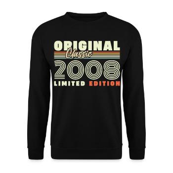 2008 Vintage Retro Birthday Gift - Unisex Sweatshirt - black - Front - Alina (178cm) & Michal (187cm)