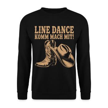 Line Dance Komm mach mit! Cowboyhut Westernstiefel - Unisex Pullover - Schwarz - Vorne - Alina (178cm) & Michal (187cm)