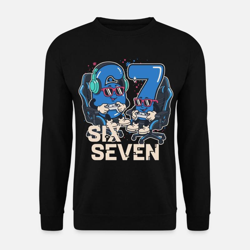6 7 Six Seven Aura Points Kids Gaming Meme - Unisex Sweatshirt - black