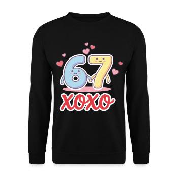 6 7 Sechs Sieben Valentinstag Meme Herz Niedlich  - Unisex Pullover - Schwarz - Vorne - Alina (178cm) & Michal (187cm)