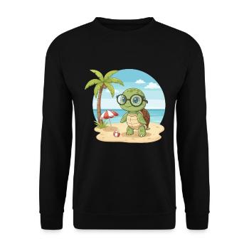 Cute Turtle with Glasses Beach Summer Vacation - Unisex Sweatshirt - black - Front - Alina (178cm) & Michal (187cm)