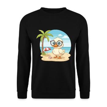 Süße Ente mit Brille Strandsommerurlaub - Unisex Pullover - Schwarz - Vorne - Alina (178cm) & Michal (187cm)