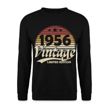 Vintage 1956 Vintage Birthday Gift Retro - Unisex Sweatshirt - black - Front - Alina (178cm) & Michal (187cm)