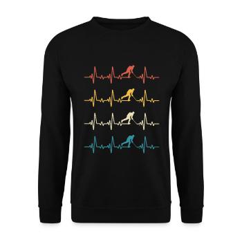 Retro Heartbeat Hockey - Unisex Sweatshirt - black - Front - Alina (178cm) & Michal (187cm)