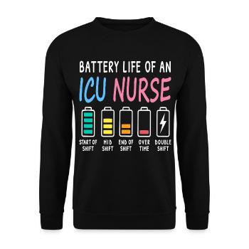 Battery level of an intensive care nurse Humor - Unisex Sweatshirt - black - Front - Alina (178cm) & Michal (187cm)