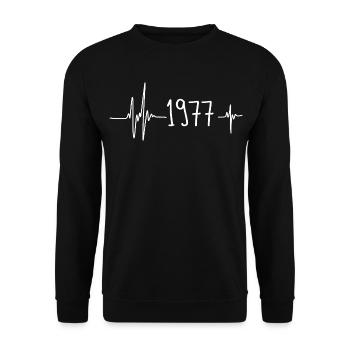 1977 - Sweat-shirt Unisexe - noir - Devant - Alina (178cm) & Michal (187cm)