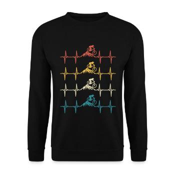 Vélo de montagne Heartbeat retro vélo de montagne  - Sweat-shirt Unisexe - noir - Devant - Alina (178cm) & Michal (187cm)