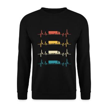 camion heartbeat routier cadeau chauffeur - Sweat-shirt Unisexe - noir - Devant - Alina (178cm) & Michal (187cm)