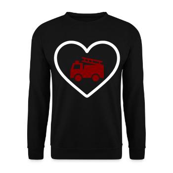 Heart Firefighter Fire Truck - Unisex Sweatshirt - black - Front - Alina (178cm) & Michal (187cm)