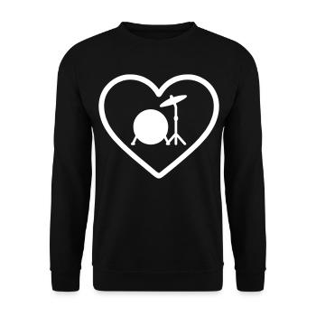 Herztrommel Basstrommel Becken - Unisex Pullover - Schwarz - Vorne - Alina (178cm) & Michal (187cm)