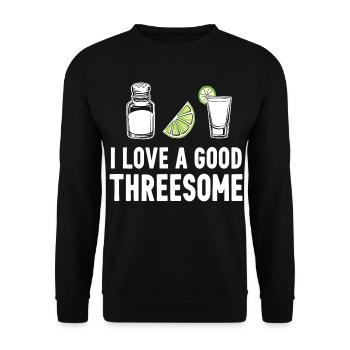 I love good threesome - Unisex Sweatshirt - black - Front - Alina (178cm) & Michal (187cm)