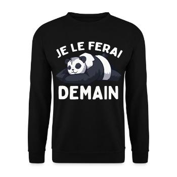 I'll Do It Tomorrow Lazy Panda Humor - Unisex Sweatshirt - black - Front - Alina (178cm) & Michal (187cm)