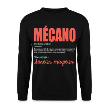Mécano Définition Humoristique Cadeau Pour Mécano - Sweat-shirt Unisexe - noir - Devant - Alina (178cm) & Michal (187cm)