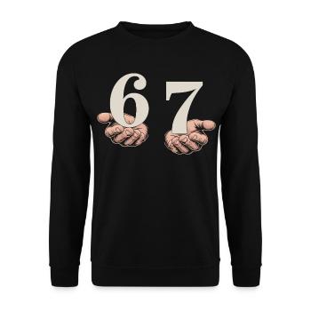 6-7 Gen Alpha Meme | Slang Humor Trend - Unisex Sweatshirt - black - Front - Alina (178cm) & Michal (187cm)