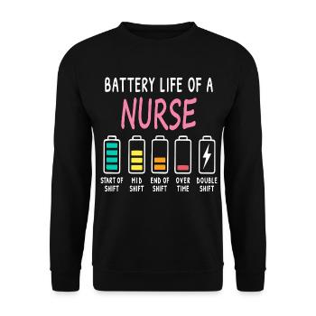 Battery Level of a Caregiver Humor - Unisex Sweatshirt - black - Front - Alina (178cm) & Michal (187cm)
