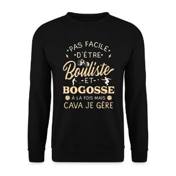 Bogosse Bouliste Pétanque Humour  - Sweat-shirt Unisexe - noir - Devant - Alina (178cm) & Michal (187cm)