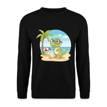 Niedlicher Dinosaurier mit Brille Strand-Sommerurlaub - Unisex Pullover - Schwarz - Vorne - Alina (178cm) & Michal (187cm)