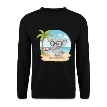 Süßer Elefant mit Brille Strandsommerurlaub - Unisex Pullover - Schwarz - Vorne - Alina (178cm) & Michal (187cm)