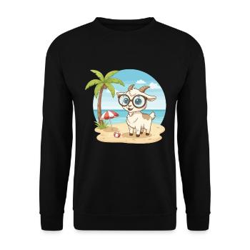 Cute Goat with Glasses Beach Summer Vacation - Unisex Sweatshirt - black - Front - Alina (178cm) & Michal (187cm)