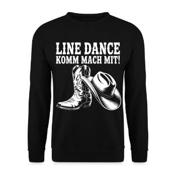 Line Dance Komm mach mit! Cowboyhut Westernstiefel - Unisex Pullover - Schwarz - Vorne - Alina (178cm) & Michal (187cm)