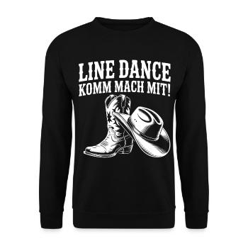 Line Dance Come join us! Cowboy Hat Western Boots - Unisex Sweatshirt - black - Front - Alina (178cm) & Michal (187cm)