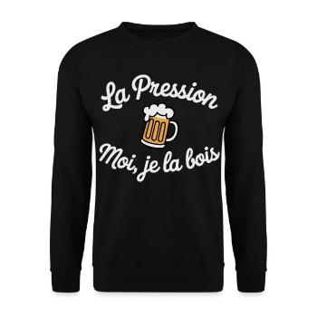Ich, der Druck, ich trinke es, lustiges, humorvolles Bier - Unisex Pullover - Schwarz - Vorne - Alina (178cm) & Michal (187cm)