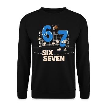 67 Six Seven meme Handball - Cadeau drôle - Sweat-shirt Unisexe - noir - Devant - Alina (178cm) & Michal (187cm)