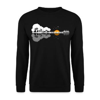 Guitar Nature Forest Trees Reflection Music Gift - Unisex Sweatshirt - black - Front - Alina (178cm) & Michal (187cm)
