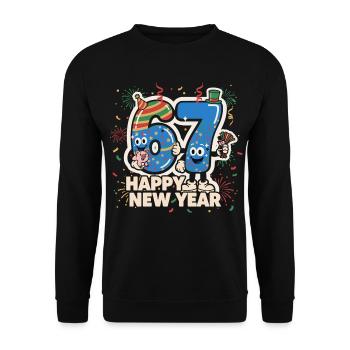 67 Six Seven 6-7 Cadeau drôle du réveillon du Nouvel An 2026 - Sweat-shirt Unisexe - noir - Devant - Alina (178cm) & Michal (187cm)