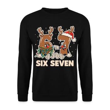 67 Six Seven 6-7 Frohe Weihnachten Santa Lustig - Unisex Pullover - Schwarz - Vorne - Alina (178cm) & Michal (187cm)