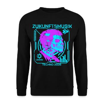 Cool DJ Skull | Techno Musik Kopfhörer Kids Street - Unisex Pullover - Schwarz - Vorne - Alina (178cm) & Michal (187cm)